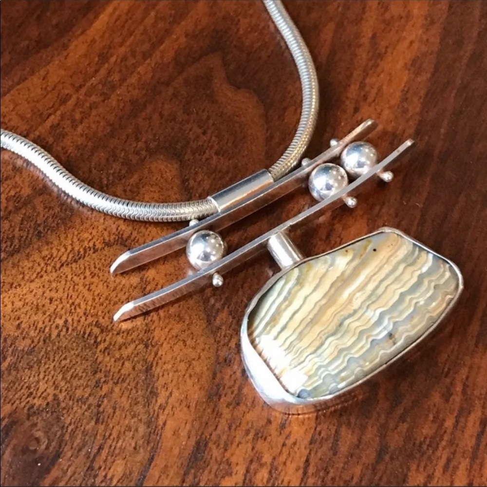 Artisan made Sterling Silver & Agate Pendant